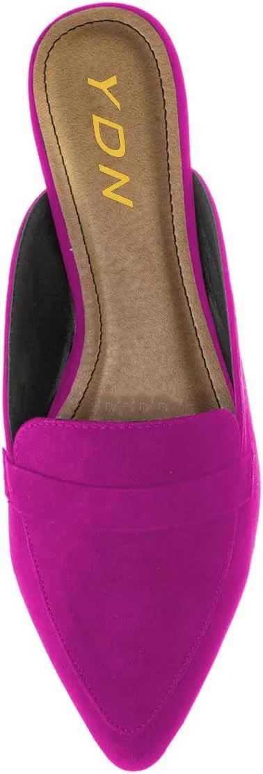 YDN Women Causal Slide Mules Comfy Flats Loafers Poined Toe Slipper Slip On Backless Sandals Fashion Dressy Summer Shoes