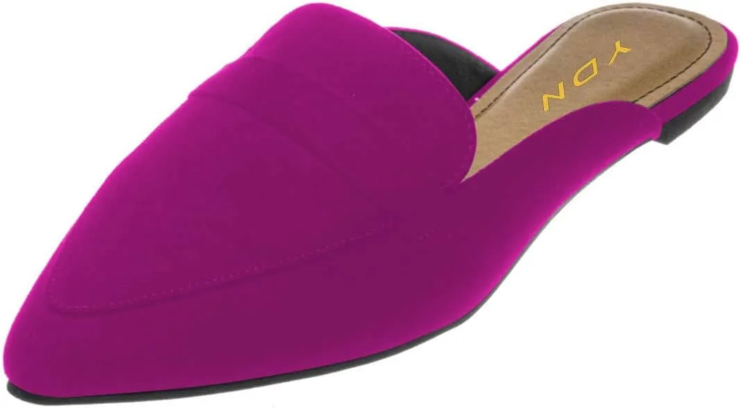 YDN Women Causal Slide Mules Comfy Flats Loafers Poined Toe Slipper Slip On Backless Sandals Fashion Dressy Summer Shoes