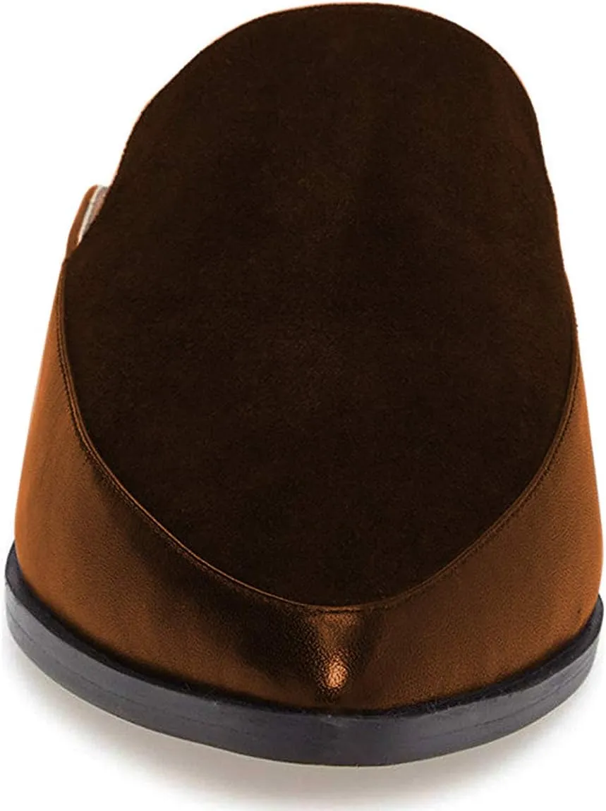 YDN Women Low Heel Mules Slip On Flats Loafers Pointy Toe Clogs Slide Slipper Shoe Size 4-15 US