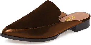 YDN Women Low Heel Mules Slip On Flats Loafers Pointy Toe Clogs Slide Slipper Shoe Size 4-15 US