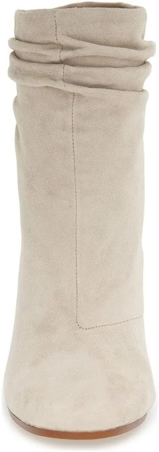 YDN Women Pull on Booties Chunky Heel Slouch Ankle Boots Round Toe Stacked Retro Shoes