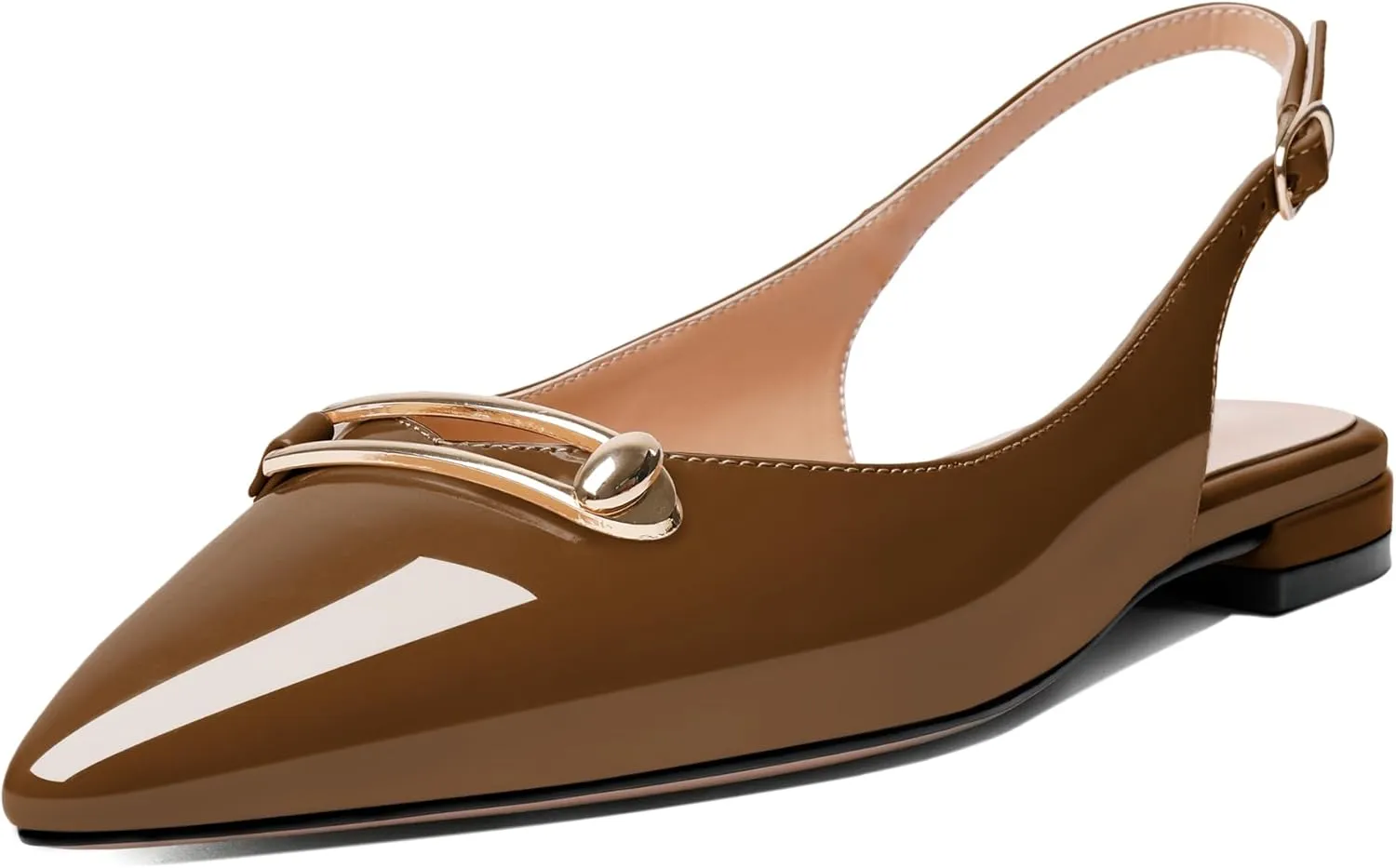 YODEKS Womens Flats Slingback Pointed Toe Heels Ballet Flat Low Heel Block Pump for Wedding Office Dress Dressy